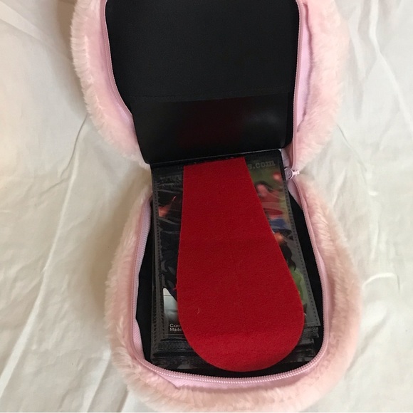 Vintage Plush Furry Pink Pig Head Case Zip Carry Handle Photo Album - Picture 4 of 8